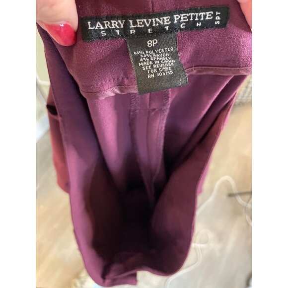 Vintage 90s Larry Levine Petite Maroon Flat Front Pants Sz 8P - Picture 5 of 9